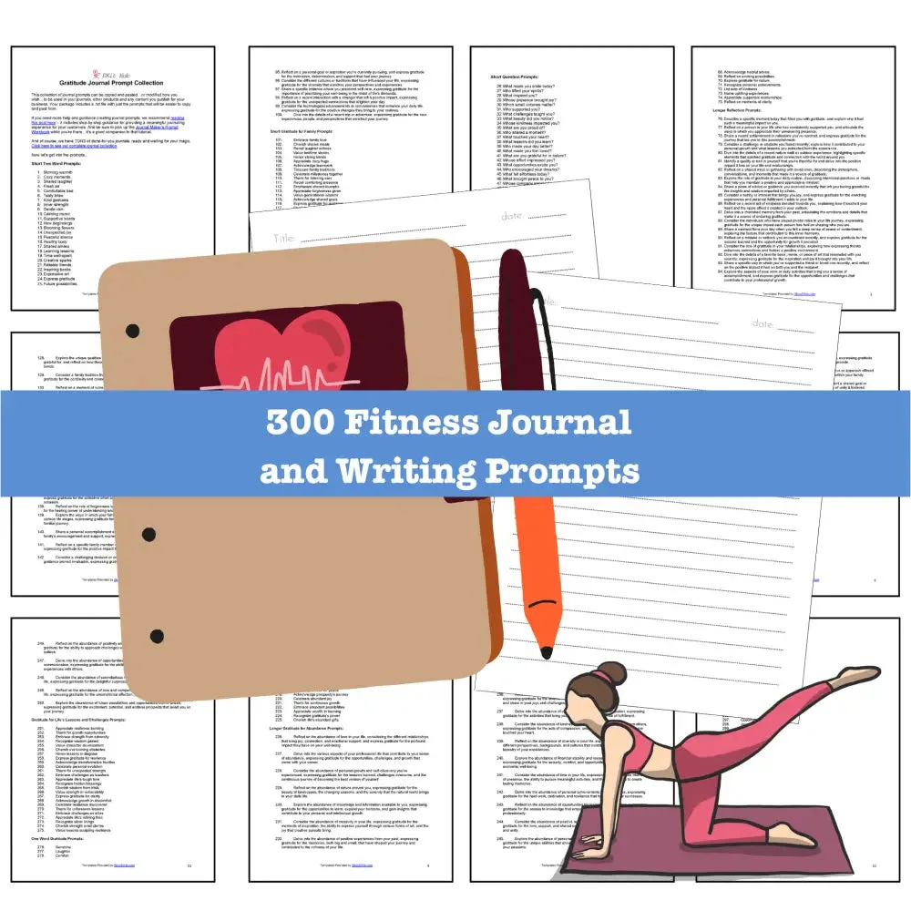 300 Fitness Journal Prompts for Writing - Copy & Paste with PLR Rights