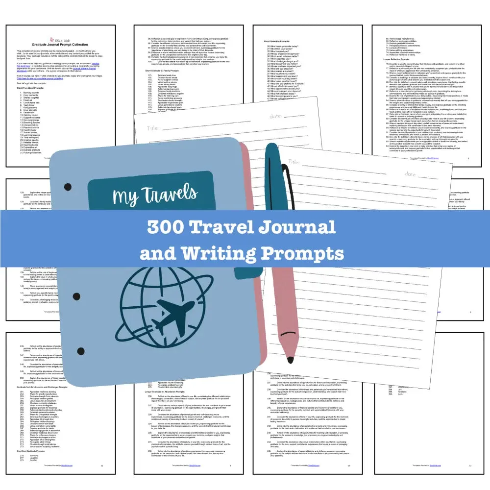 300 Travel Journal Prompts for Writing - Copy & Paste with PLR Rights