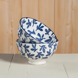 4" Blue & White Floral Bowl