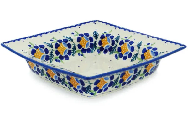 9" Pasta Bowl - Orange And Blue Flower