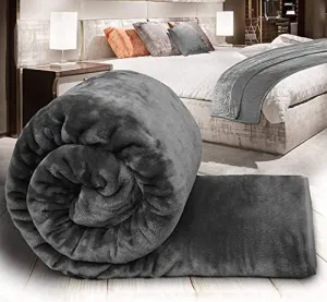 AQRATE Embossed Very Warm Korean Mink Blanket Single Bed for Winter (60 x 90 Inches, Gray)