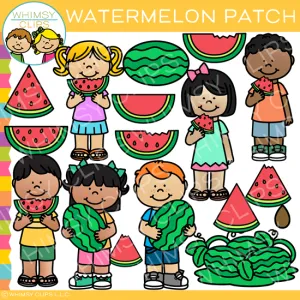 At the Watermelon Patch Clip Art