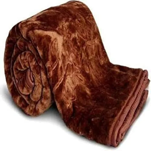 Awesome Ultra Soft Luxurious Embossed Very Warm Korean Single Mink Blanket Double Bed for Winter - (Brown, 152 X 229 cm) (Brown, Single)