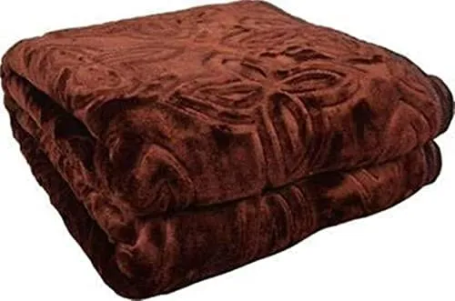 Awesome Ultra Soft Luxurious Embossed Very Warm Korean Single Mink Blanket Double Bed for Winter - (Brown, 152 X 229 cm) (Brown, Single)