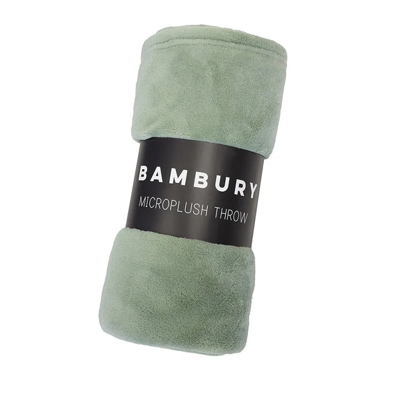 Bambury Microplush Sage Throw Rug