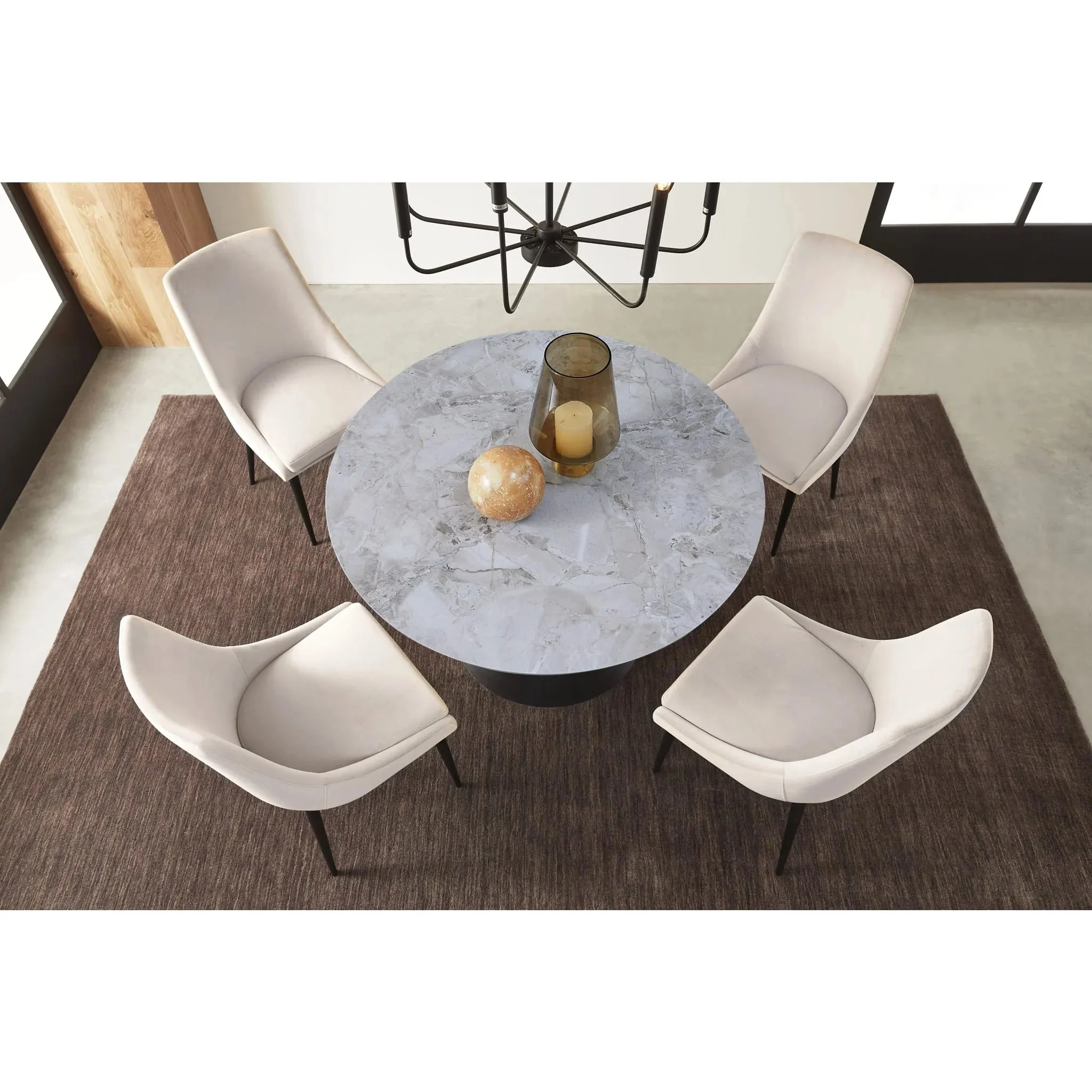 Bellport Grey 5-Pc Dining Set Round 47"