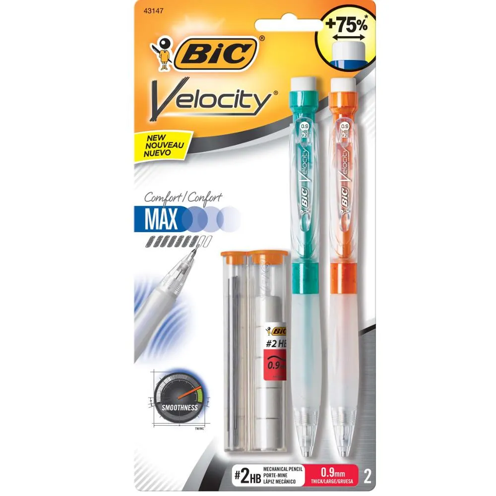 Bic Velocity Max 0.9mm Mechanical Pencils 2pk