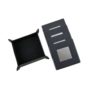 Black Leatherette 5 Piece Coaster Set