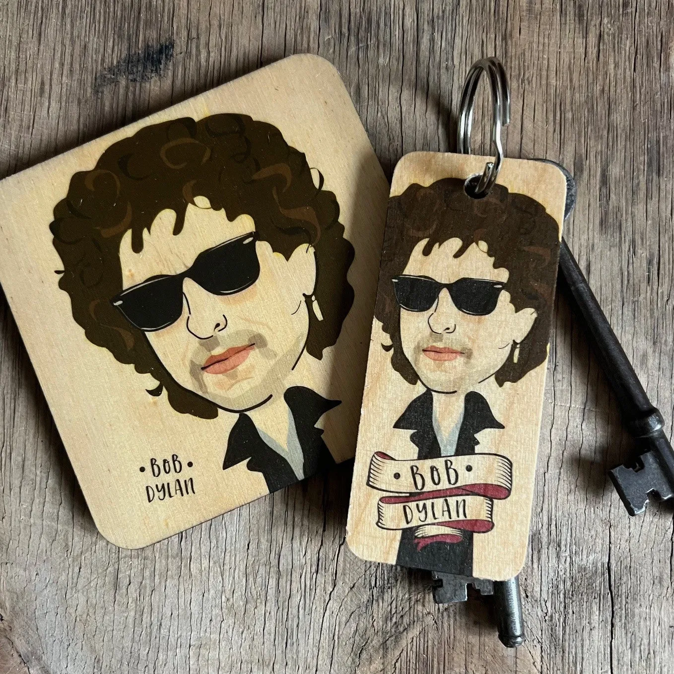 Bob Dylan Character Wooden Coaster - RWC1