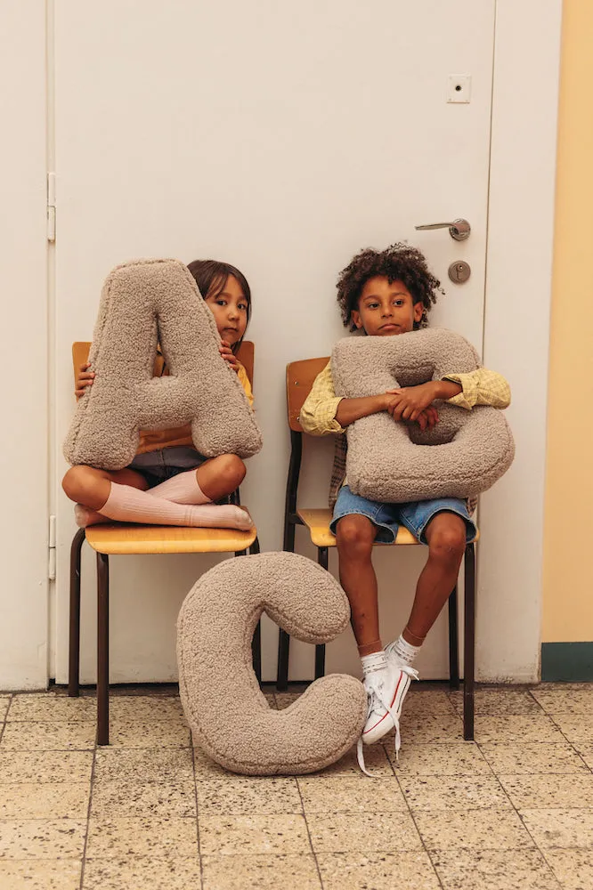 Boucle Letter Cushion C Mocha | Teddy Letter Cushion Mocha