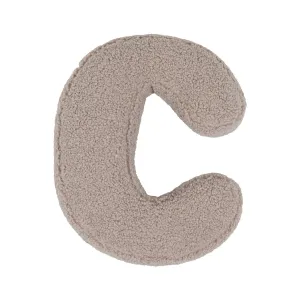 Boucle Letter Cushion C Mocha | Teddy Letter Cushion Mocha