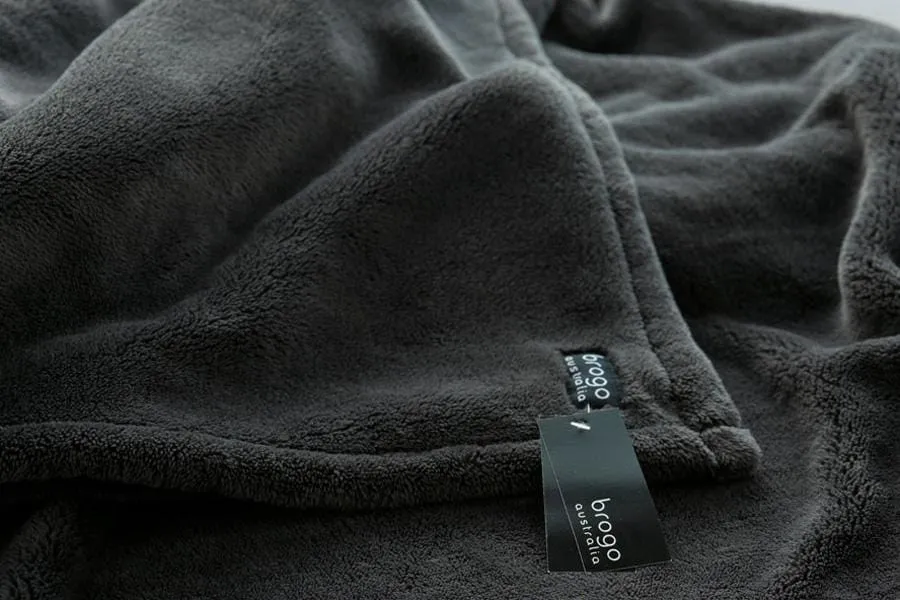 Brogo Microfibre Supersoft Throw Charcoal