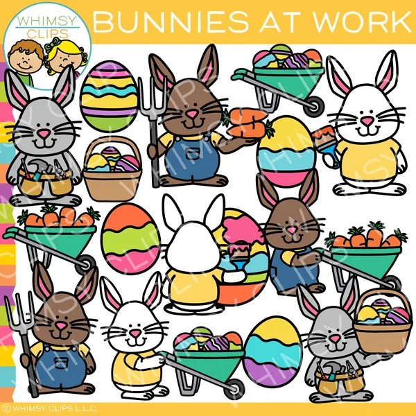 Bunnies at Work Clip Art