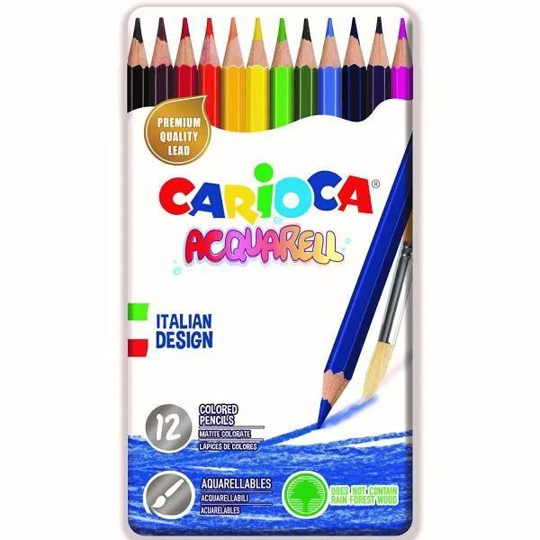 Carioca Acquarell Metal Box of 12 Colored Pencils