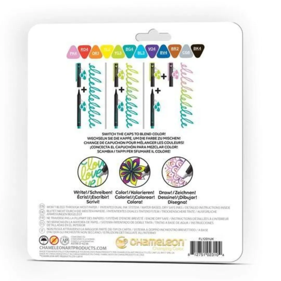 Chameleon Fineliners 12 pack Bright Colors