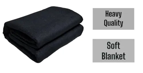 CHANDRAVATI MAMRAJ Plain Acrylic Wool Blankets, Full-Length, Solid-Design Single Bed [Black] ( 225 cm x 150 cm)