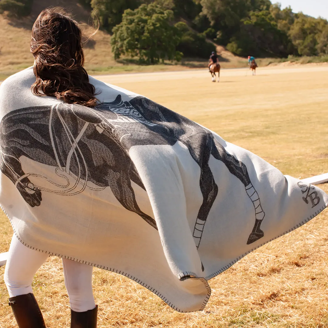 Charcoal Gray Horse Polo Pony Throw