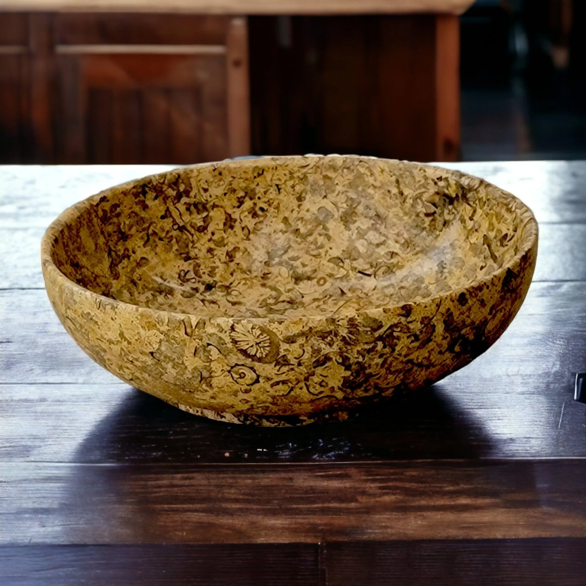 Classic 8-inches Fossil Stone Decorative Bowl