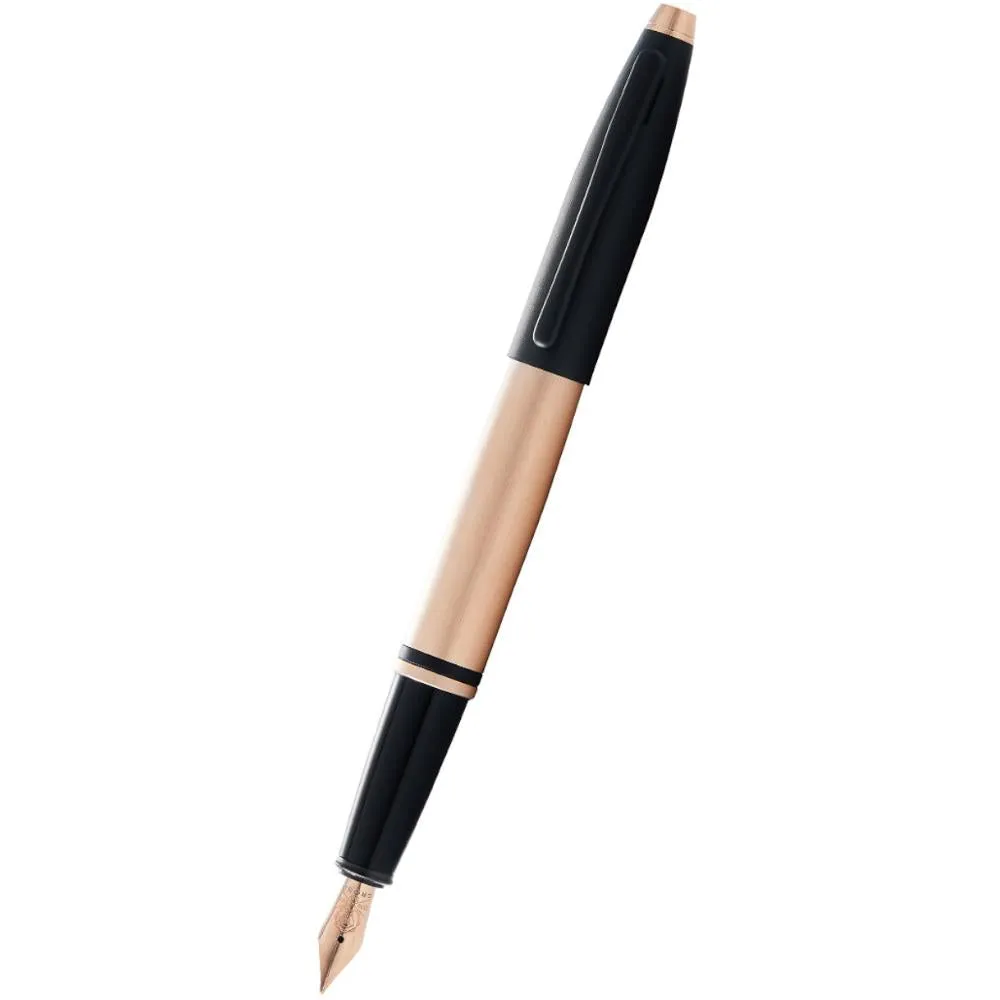 Cross Calais Fountain Pen, Medium Nib - Brushed Rose Gold/Black