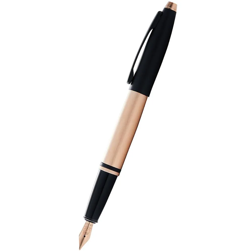 Cross Calais Fountain Pen, Medium Nib - Brushed Rose Gold/Black