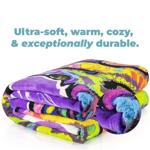 Dawhud Direct Colorful Giraffe Fleece Blanket for Bed 50x60 Dean Russo Giraffe