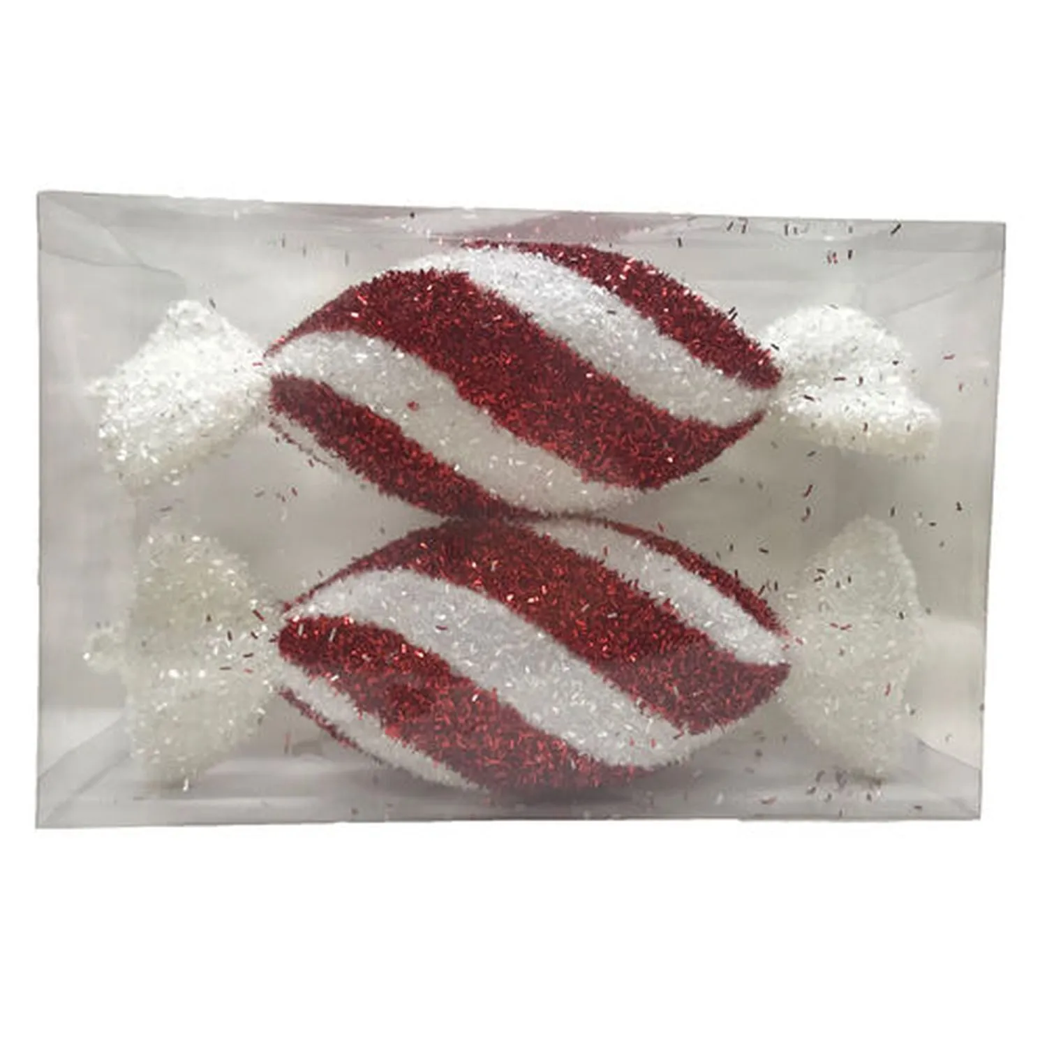 December Diamonds Candy Cane Lace Set 2 Large Peppermint Ornament, Multicolor