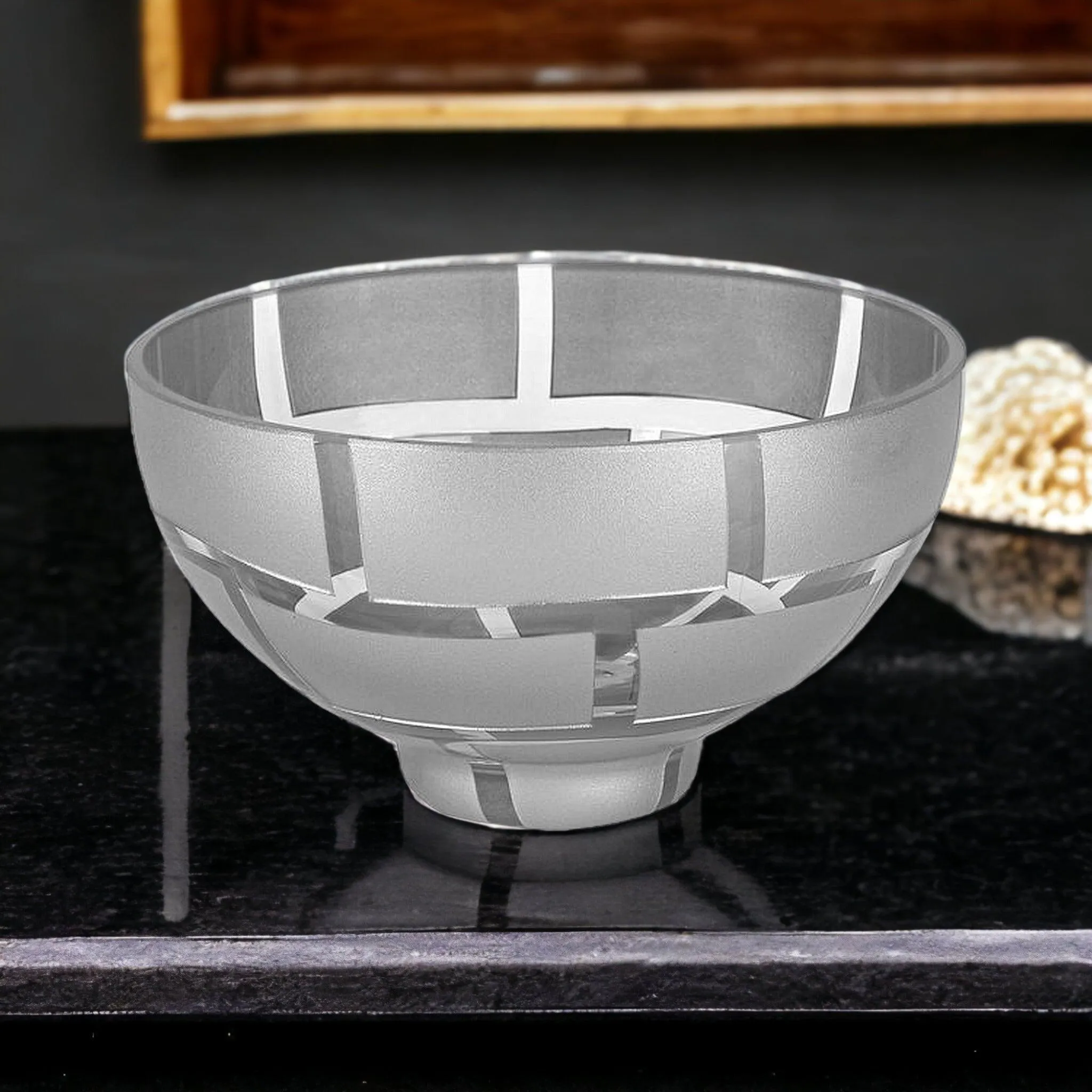 Decorative Crystal Bowl with Genuine Silver Leaf Pattern