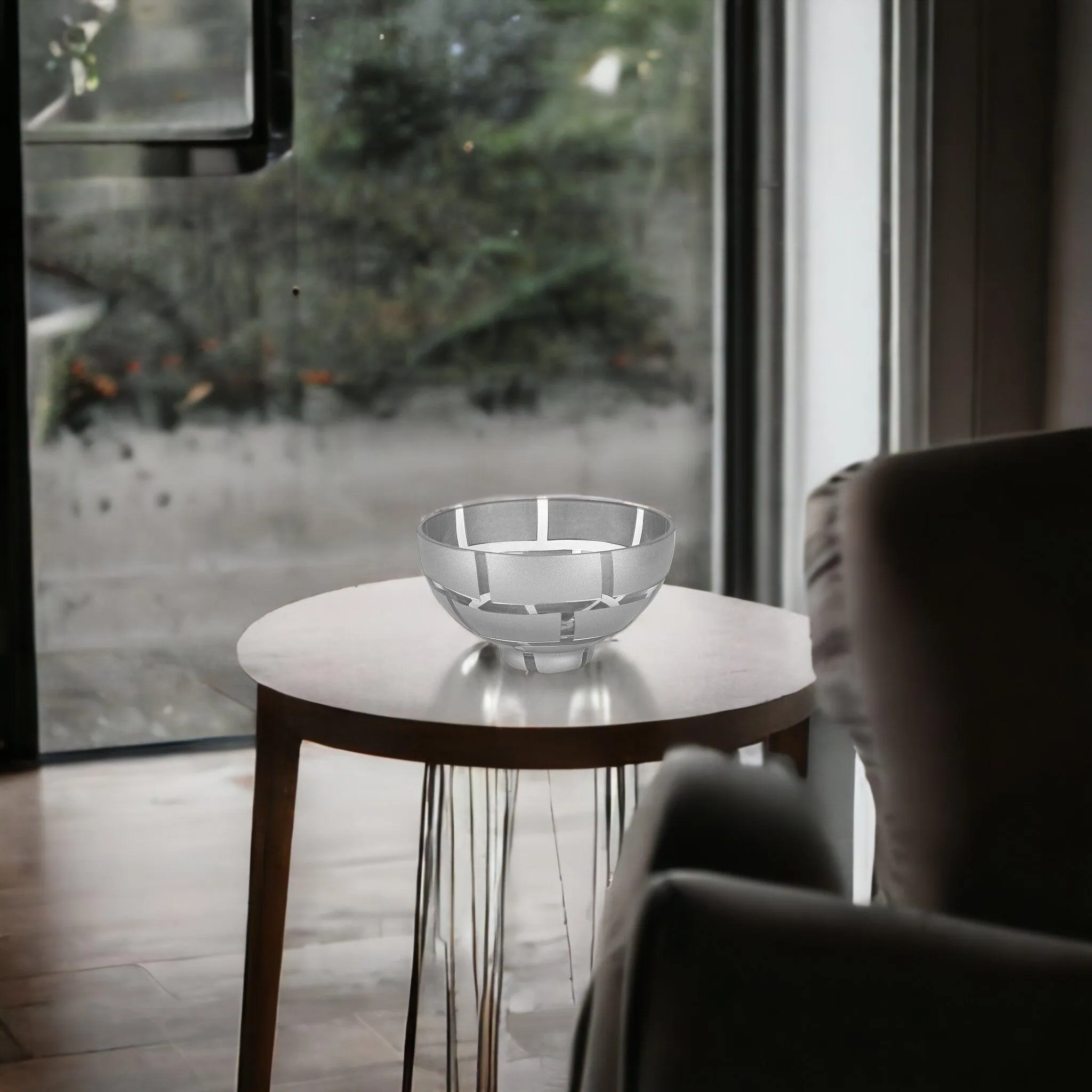 Decorative Crystal Bowl with Genuine Silver Leaf Pattern