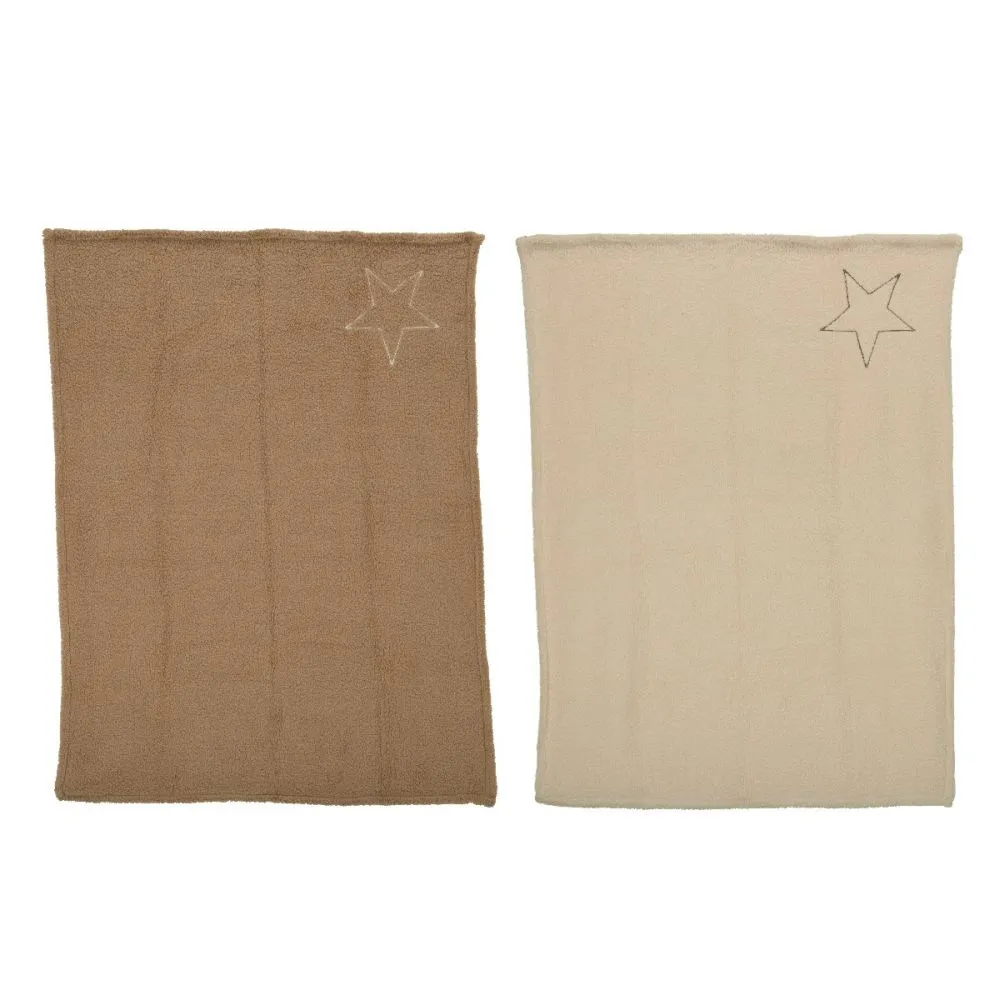 Decoris 170cm Neutral Star Stitched Throw (Choice of 2)