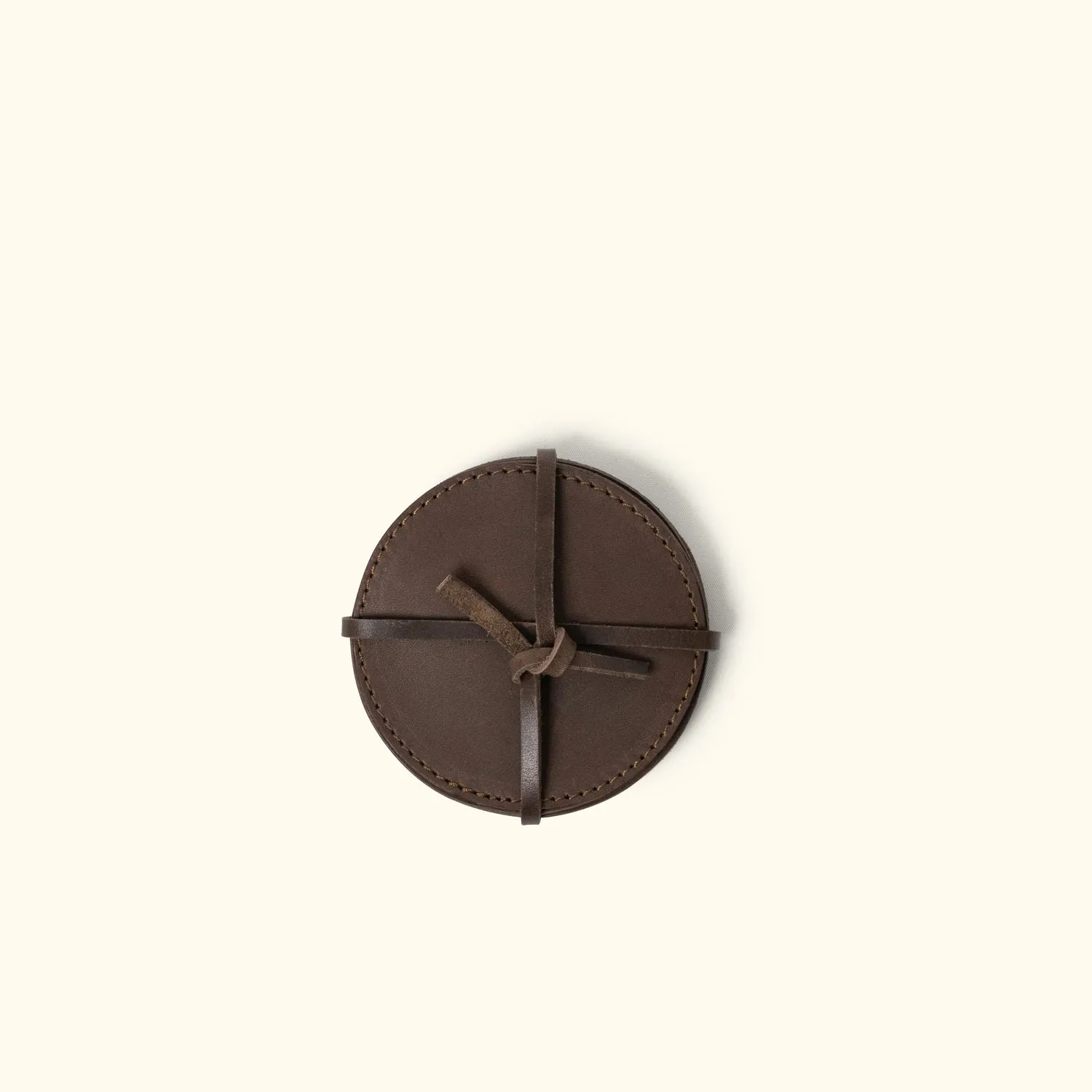 Denver Leather Coasters (Set of 4) - Round | Dark Briar