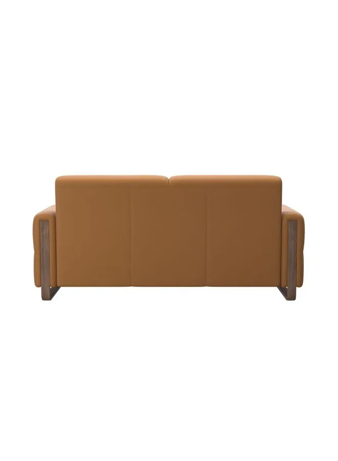 Fiona 2.5 Seater Leather Sofa with Wooden Base - New Caramel Genuine Leather