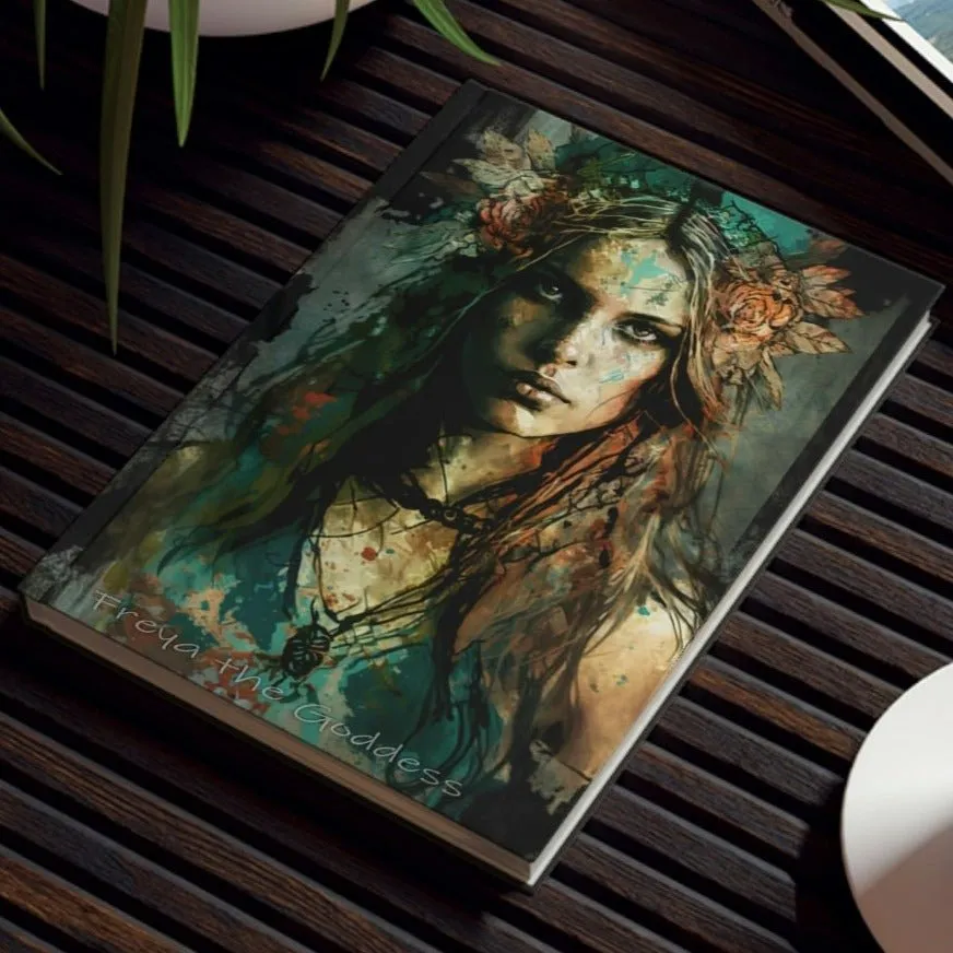 Freya the Goddess Notebook - Grunge Portrait - Hard Backed Journal