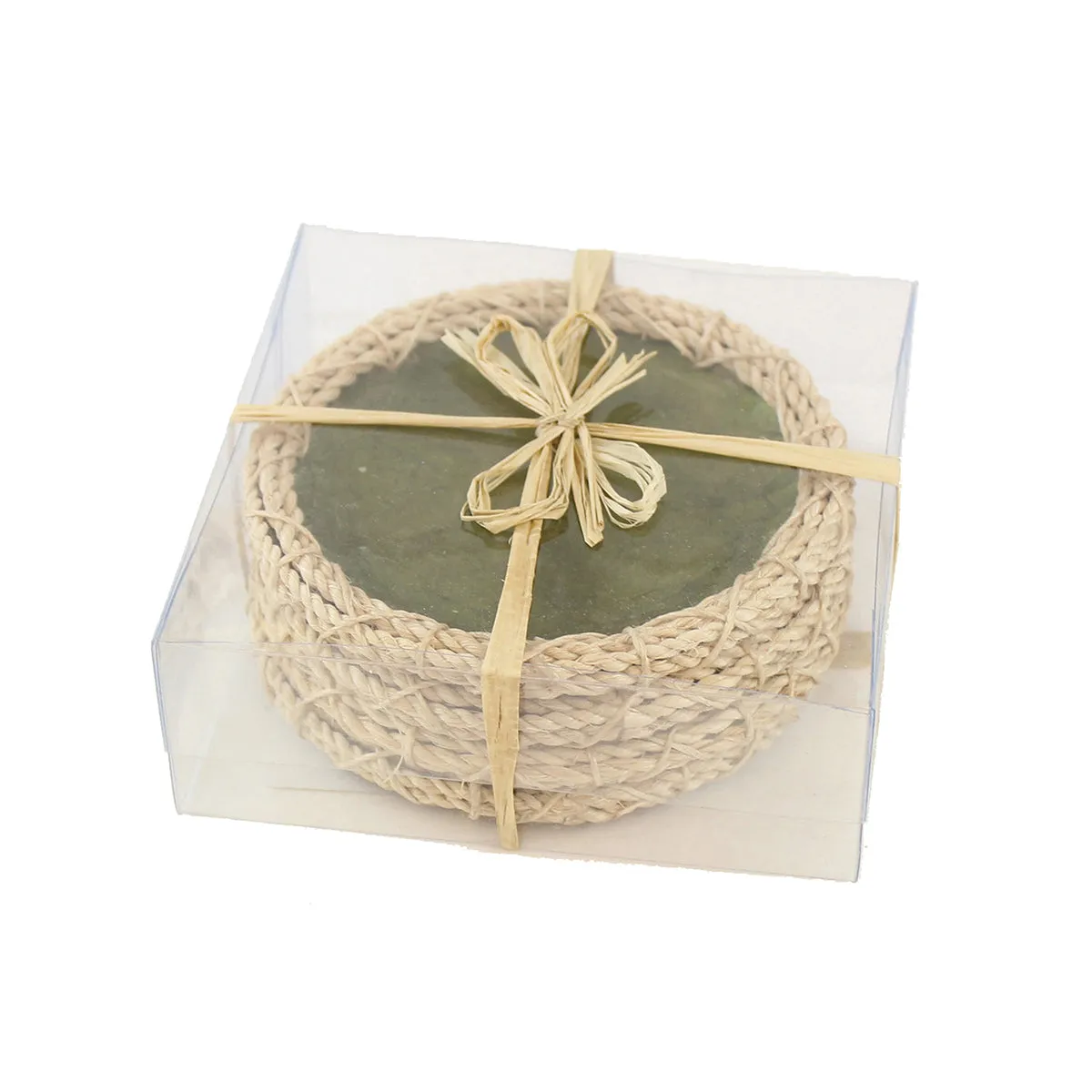 Green Capiz Coasters, Set of 4