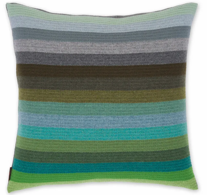 Green Rainbow After The Storm Textured Stripe Cushion Large