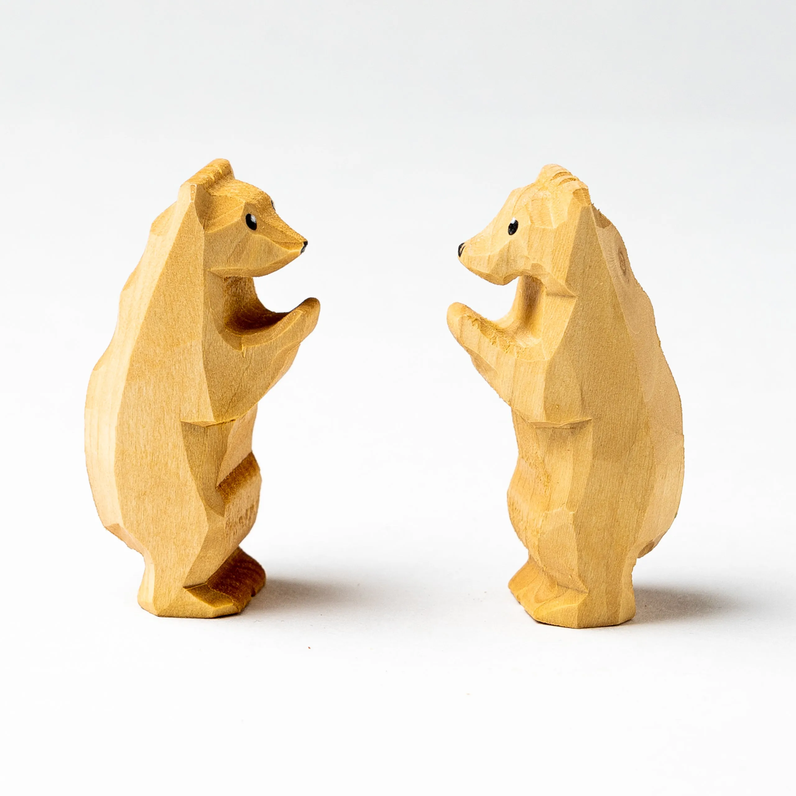 Hand-Carved Wooden Cubs Figurines set of 2