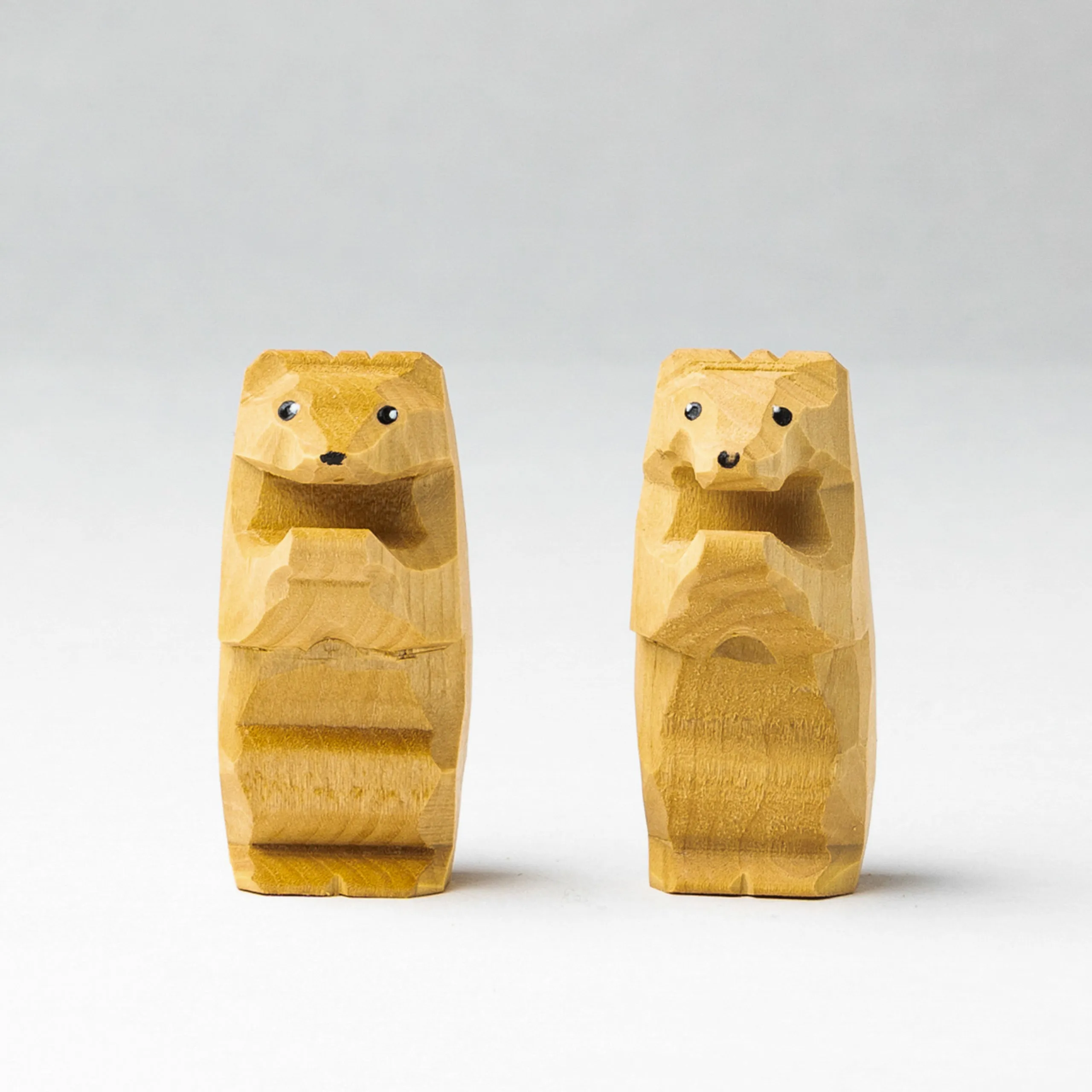 Hand-Carved Wooden Cubs Figurines set of 2