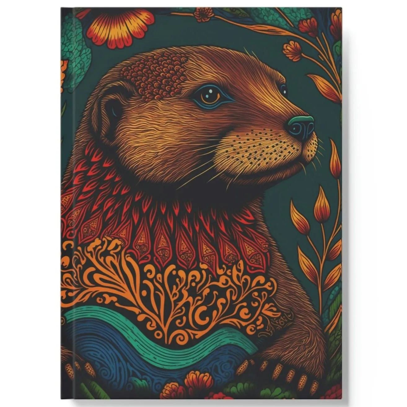 Hand Paint Otter Hard Backed Journal