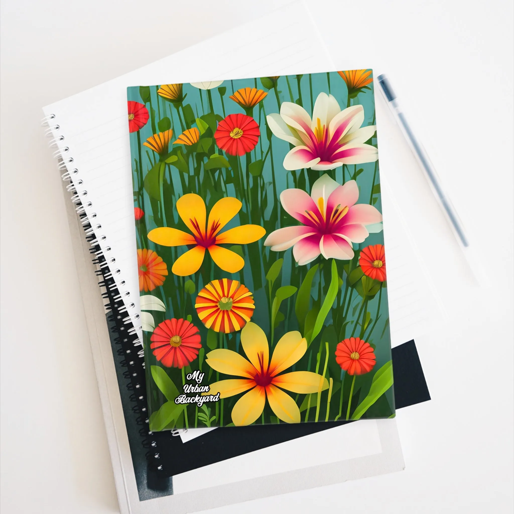 Hardcover Writing Journal with 128 ruled line pages - Wildflowers