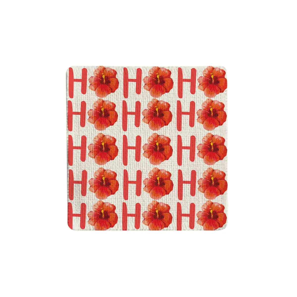 Ho Ho Ho Hibiscus Fabric Coaster