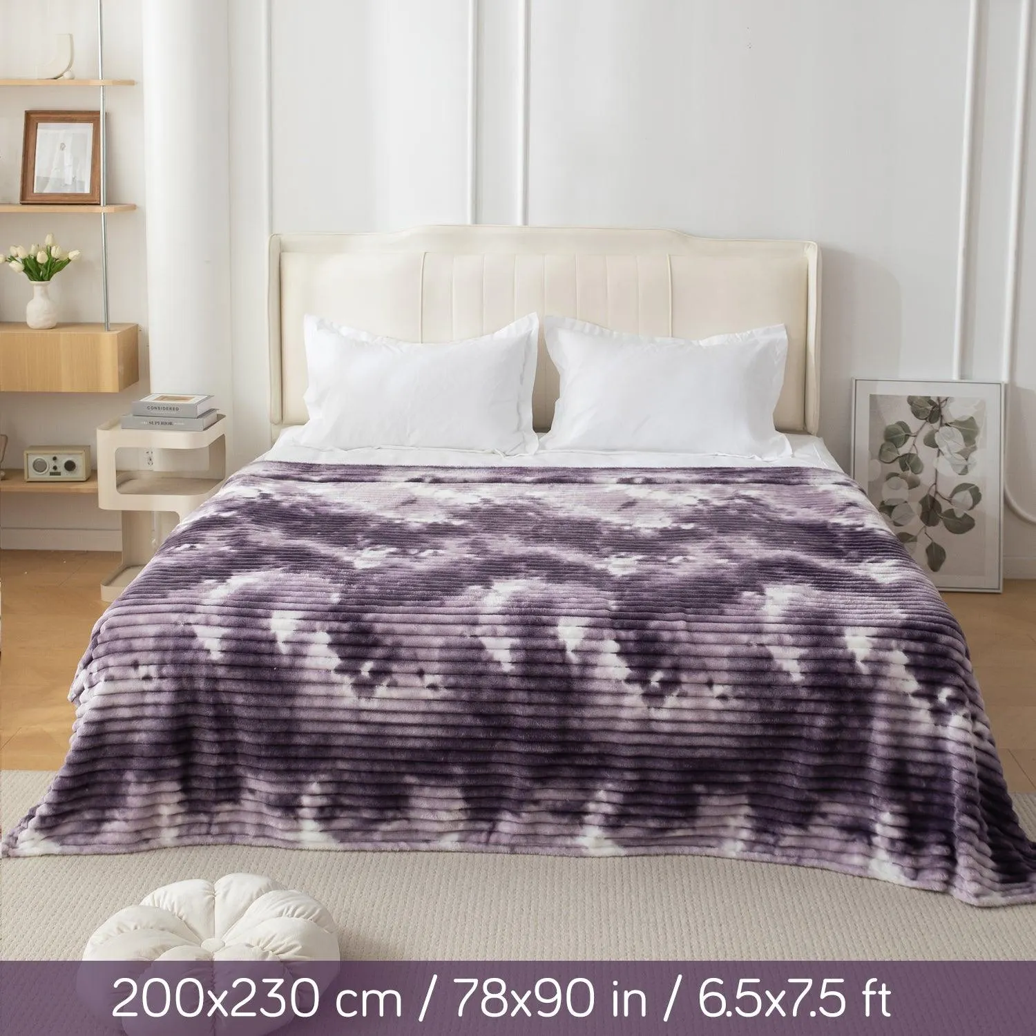 HOKIPO Gradient AC Blanket Double Bed Queen, 200x230 cm / 6.5x7.5 feet, Purple