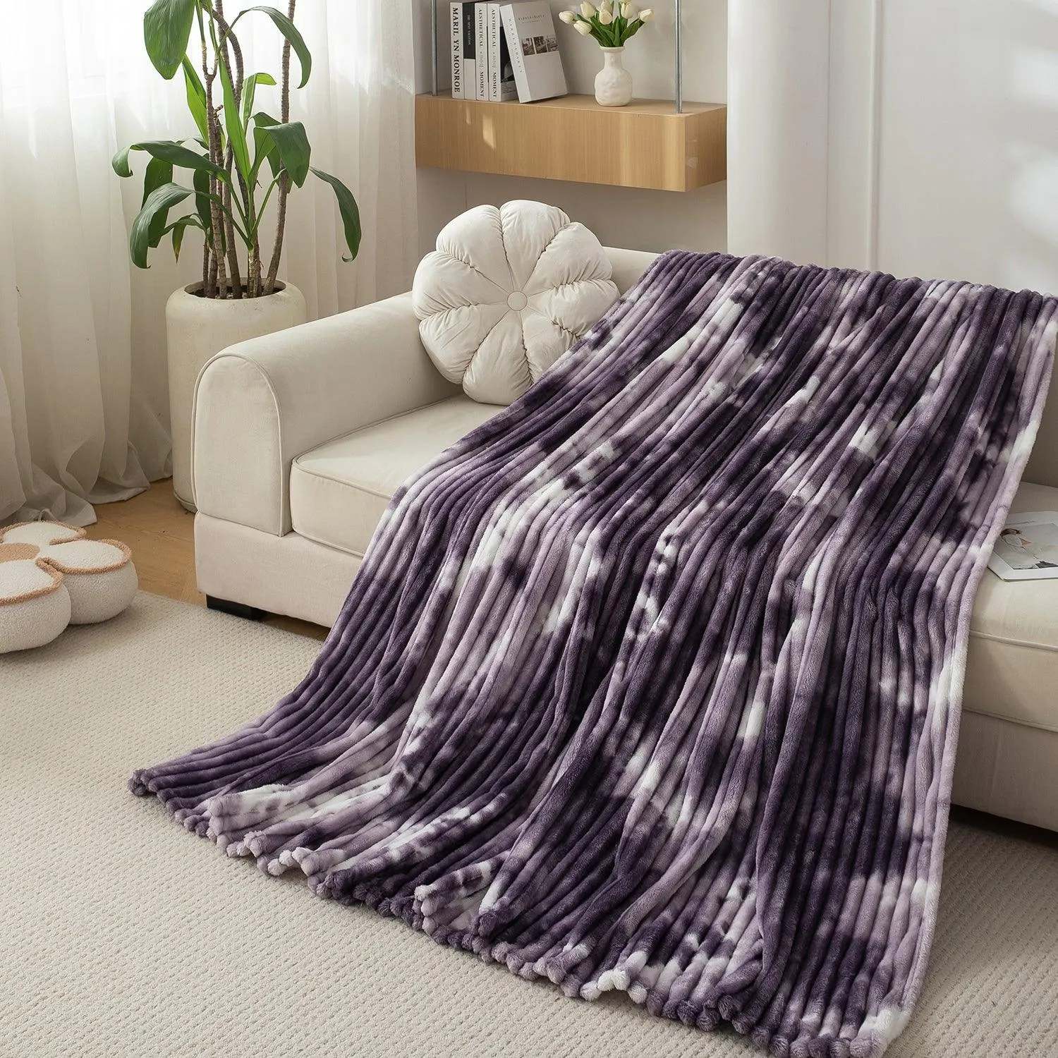 HOKIPO Gradient AC Blanket Double Bed Queen, 200x230 cm / 6.5x7.5 feet, Purple