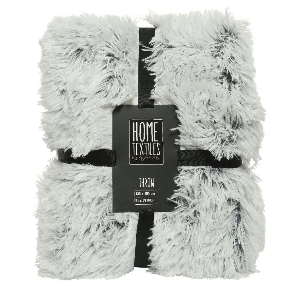 Home Textiles 150cm Grey Faux Fur Long Hair Throw