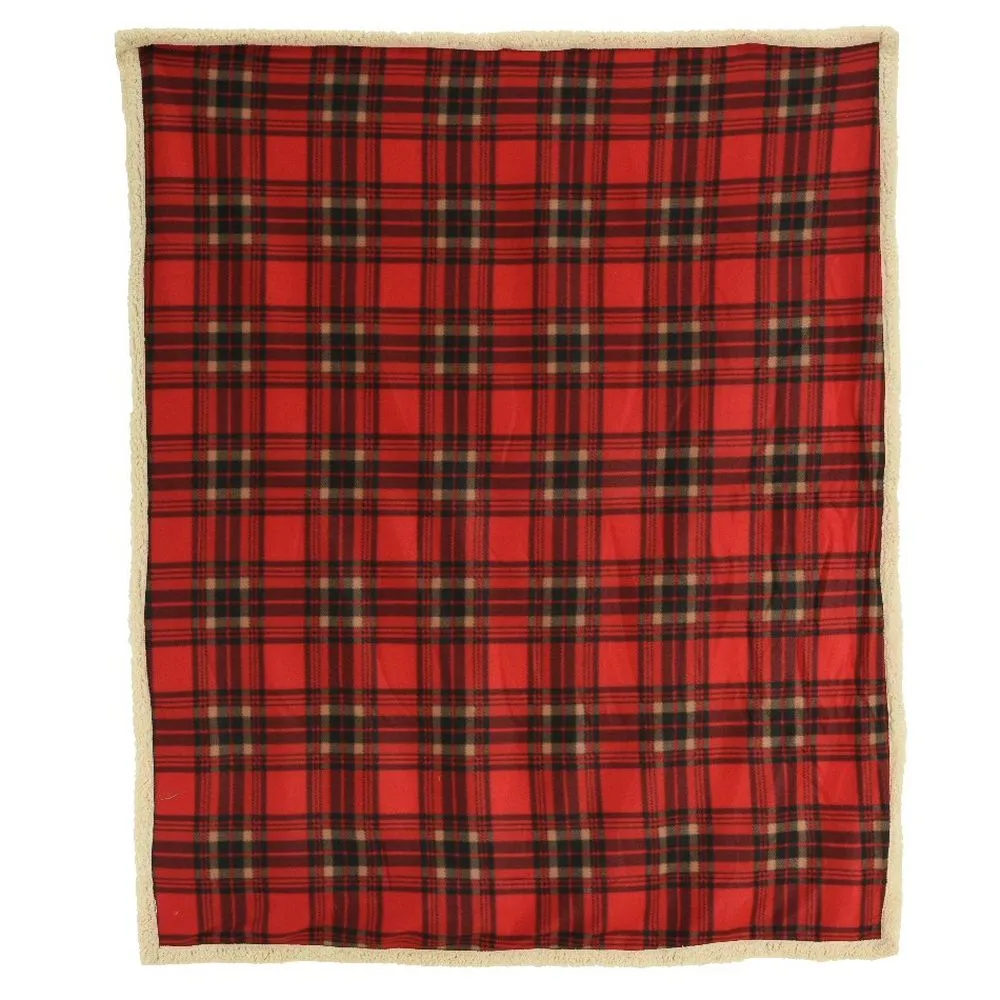 Home Textiles 150cm Plaid Check Throw with Sherpa Backing