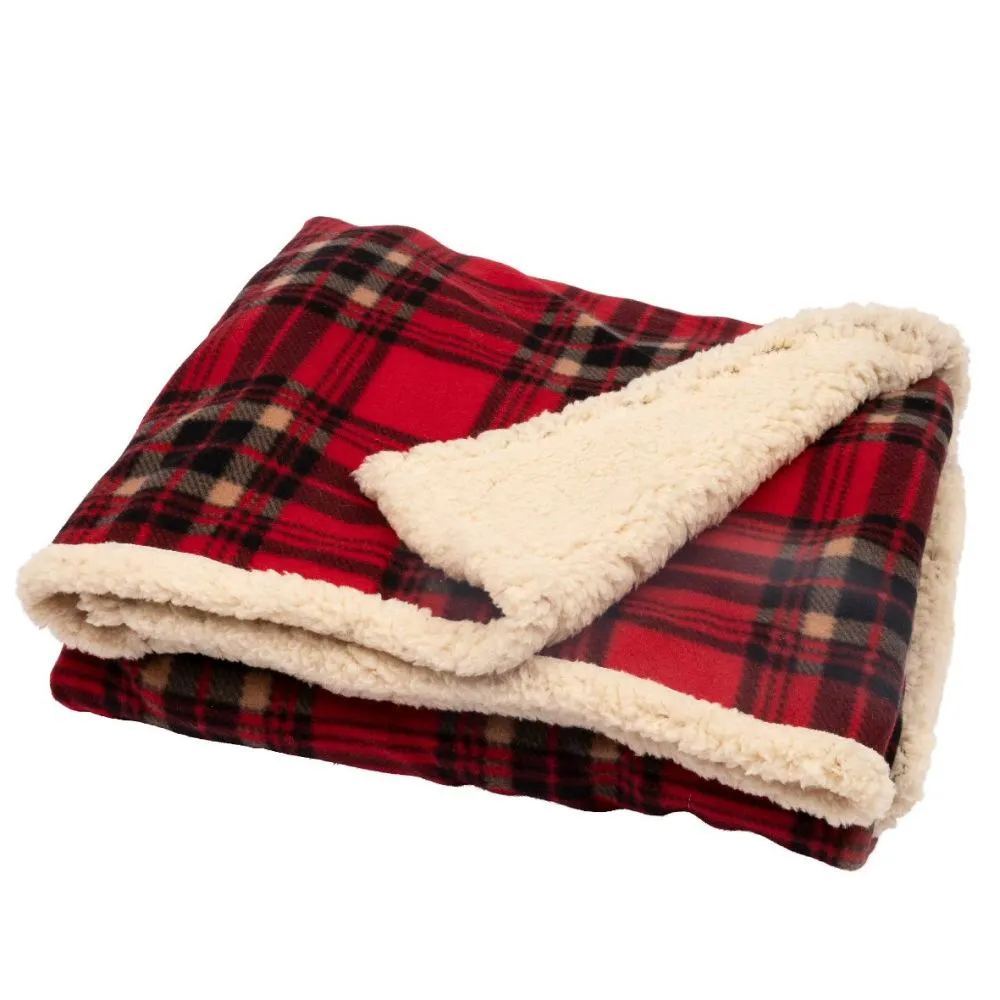 Home Textiles 150cm Plaid Check Throw with Sherpa Backing