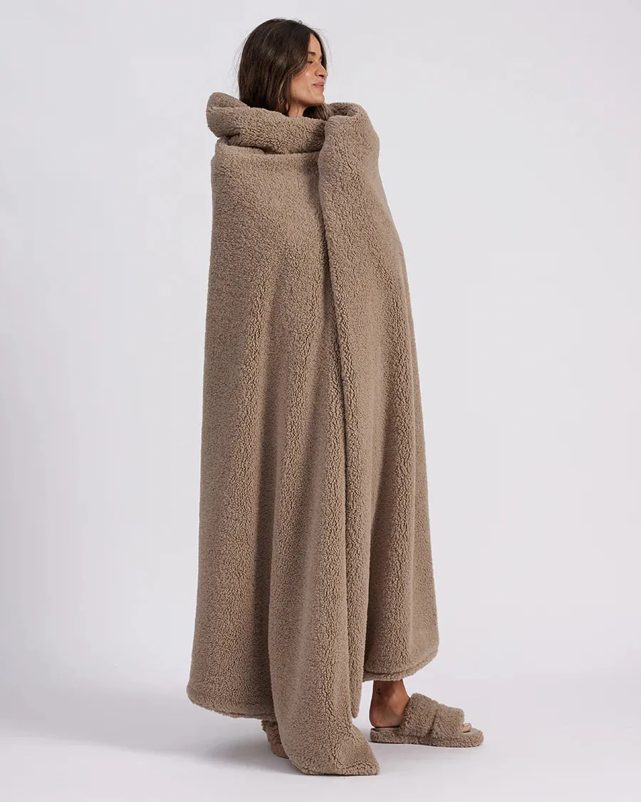 Hommey Faux Fur Throw Blanket - Warm Grey