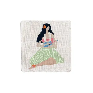 Hula Ukulele Girl Fabric Coaster