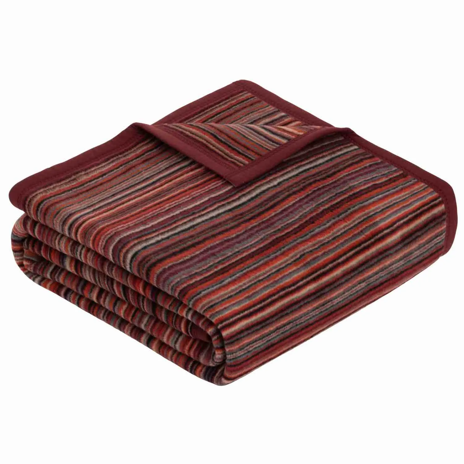 Ibena Malang Luxury Blanket - Burgundy Stripe