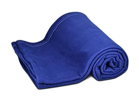 Ilsha® 500 TC Solid/Plain Light Weight Polar Fleece Single Warm Or Hot AC Blanket (90X60 Inches,(Blue)