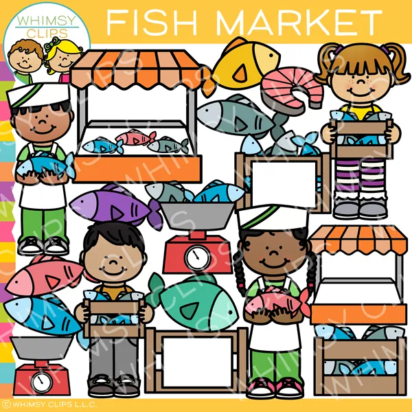 Kids Fish Market Clip Art