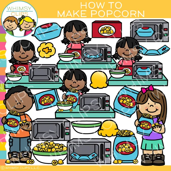 Kids Learn How to Make Popcorn Clip Art